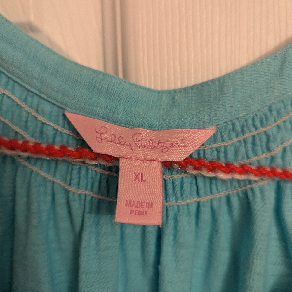 Lilly Pulitzer Turquoise Essie Tank Top XL - Picture 2 of 2